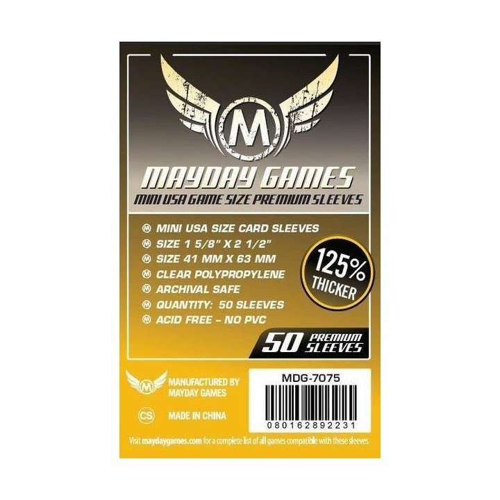 41MM x 63MM 125% Thicker Maday Games Mini Usa Card Sleeves 500 Pack