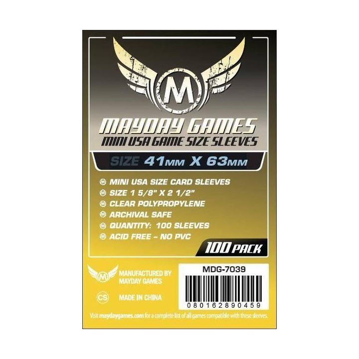 41MM x 63MM Maday Games Mini Usa Card Sleeves 100 Pack
