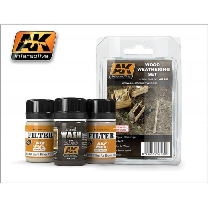 AK - PACK DE PINTURA WEATHERING PARA MADERA AK 260