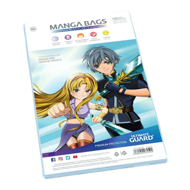 Ultimate Guard - Bolsas Con Cierre Reutilizable Manga 15x21,8 cm