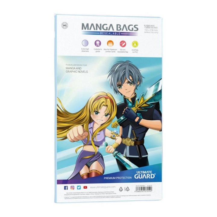 Ultimate Guard - Bolsas Con Cierre Reutilizable Manga 15x21,8 cm