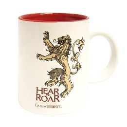 Taza LAnnister Blanca Roja de Ceramica Game Of Thrones