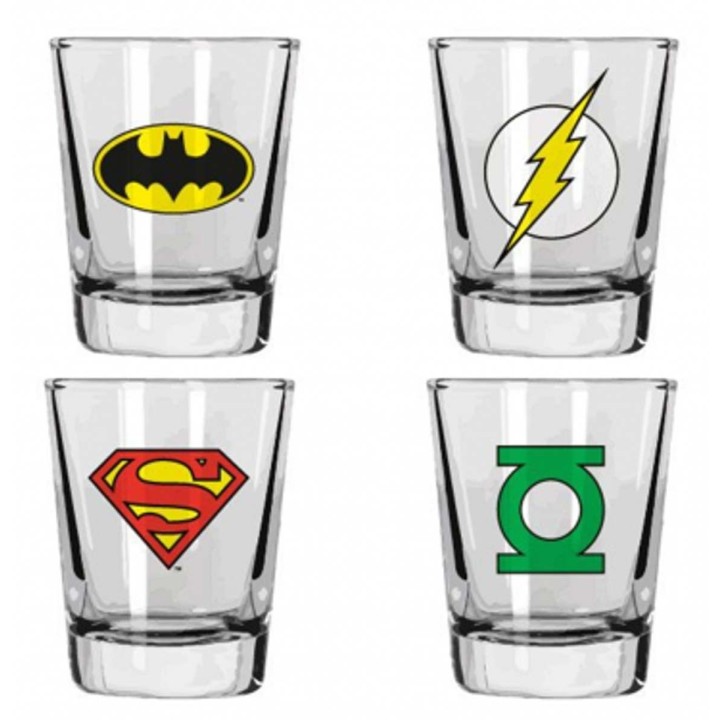 Set 4 Mini Vasos Logo DC