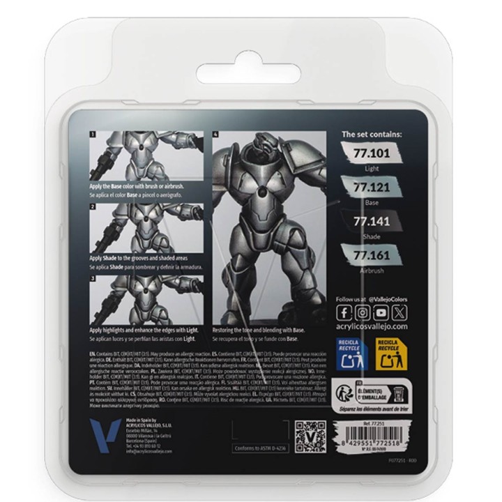 77251 Sterling Silver Paint Set True Metallic Metal Vallejo
