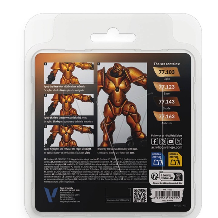 77252 Imperial Gold Paint Set True Metallic Metal Vallejo
