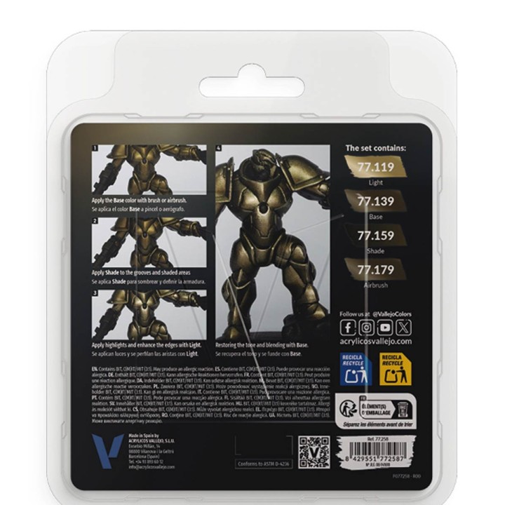 77258 Aged Metal Paint Set True Metallic Metal Vallejo