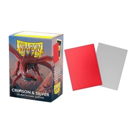 Crimson Red & Silver Standard Matte Dual Sleeves Dragon Shield (Fundas)