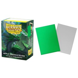 Apple Green & Silver Standard Matte Dual Sleeves Dragon Shield (Fundas)