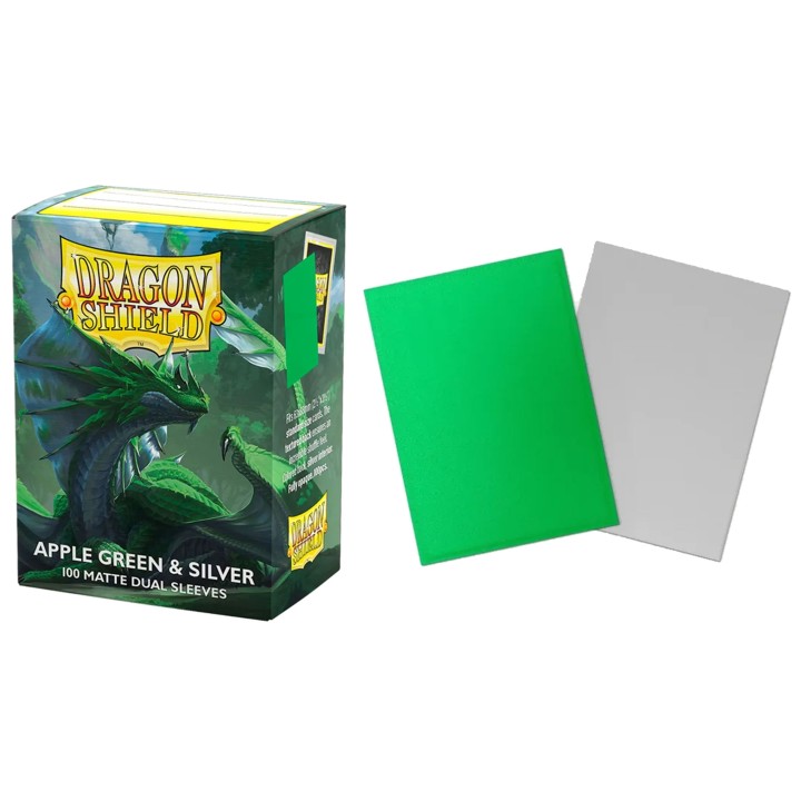 Apple Green & Silver Standard Matte Dual Sleeves Dragon Shield (Fundas)