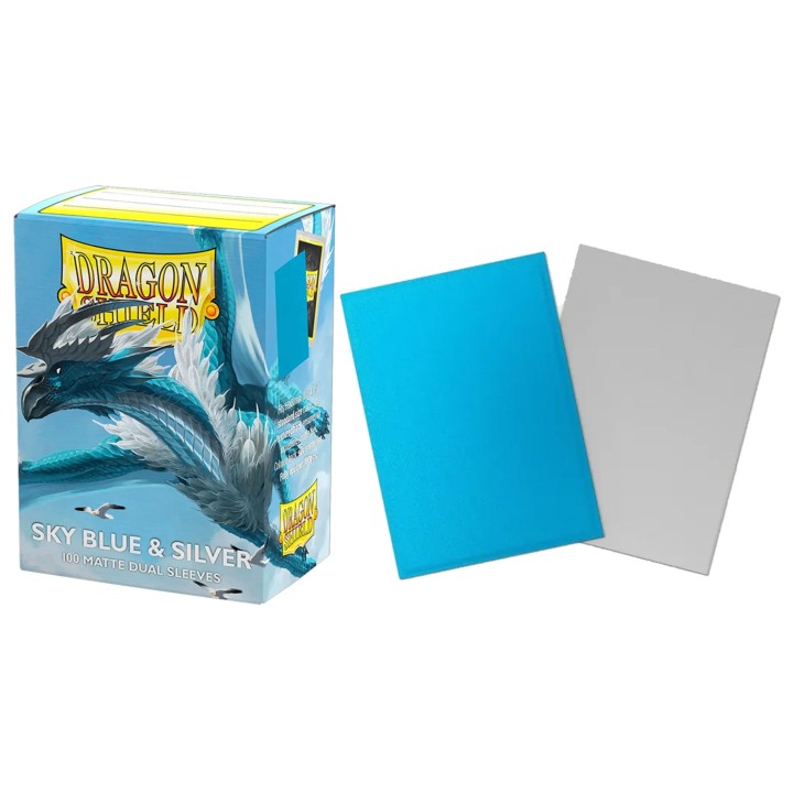 Sky Blue & Silver Standard Matte Dual Sleeves Dragon Shield (Fundas)