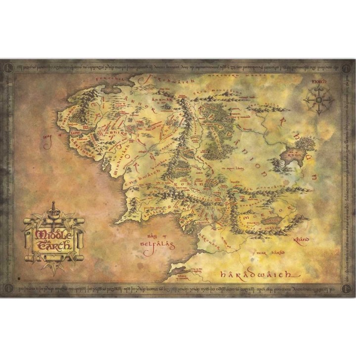Poster Mapa de la Tierra Media El Señor de los Anillos