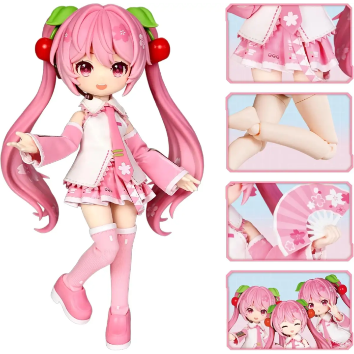 Kit de montaje de Sakura Miku con 72 piezas, tres rostros, cuatro pares de manos y accesorios temáticos de primavera.
